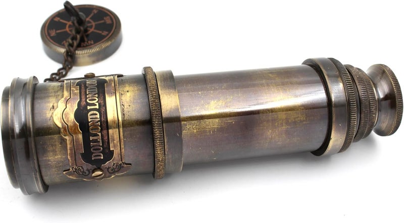 OCEAN REPLICAS 14 Inch Vintage Nautical Brass Telescope with Wood Box – Handheld Spyglass for Marine, Pirate, and Captain Use - Image 4